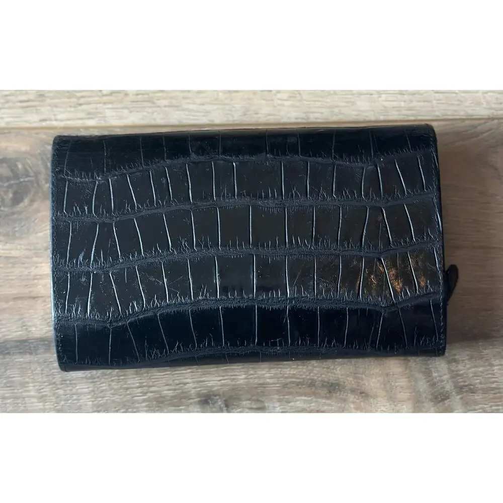 Brighton Black Crocodile embossed Wallet Clutch Vintage - Picture 9 of 13